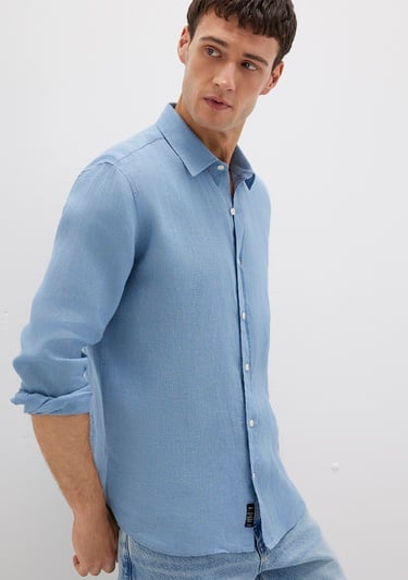  Mavi Mavi Keten Gömlek Slim Fit / Dar Kesim 0211466-70731