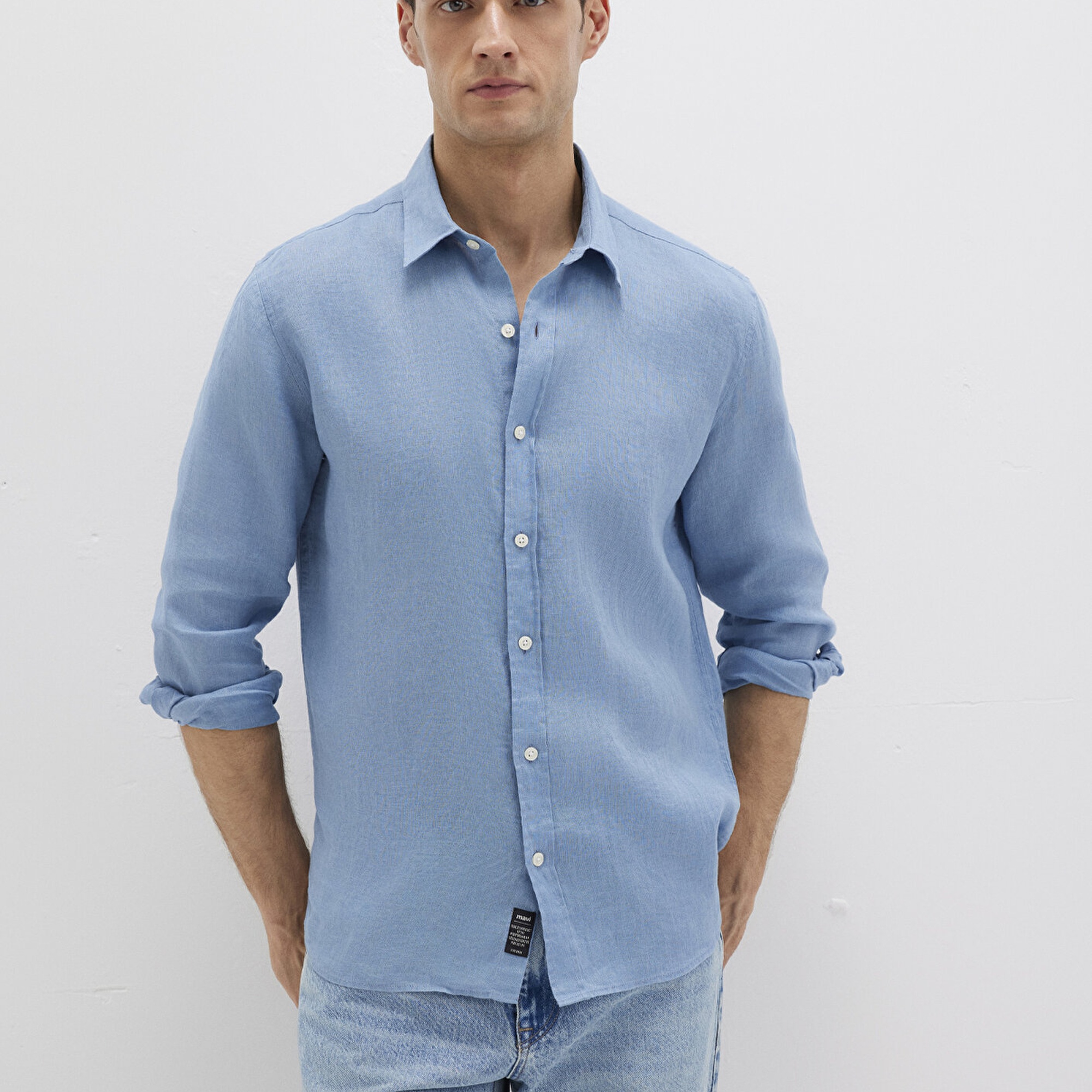 Mavi Mavi Keten Gömlek Slim Fit / Dar Kesim 0211466-70731