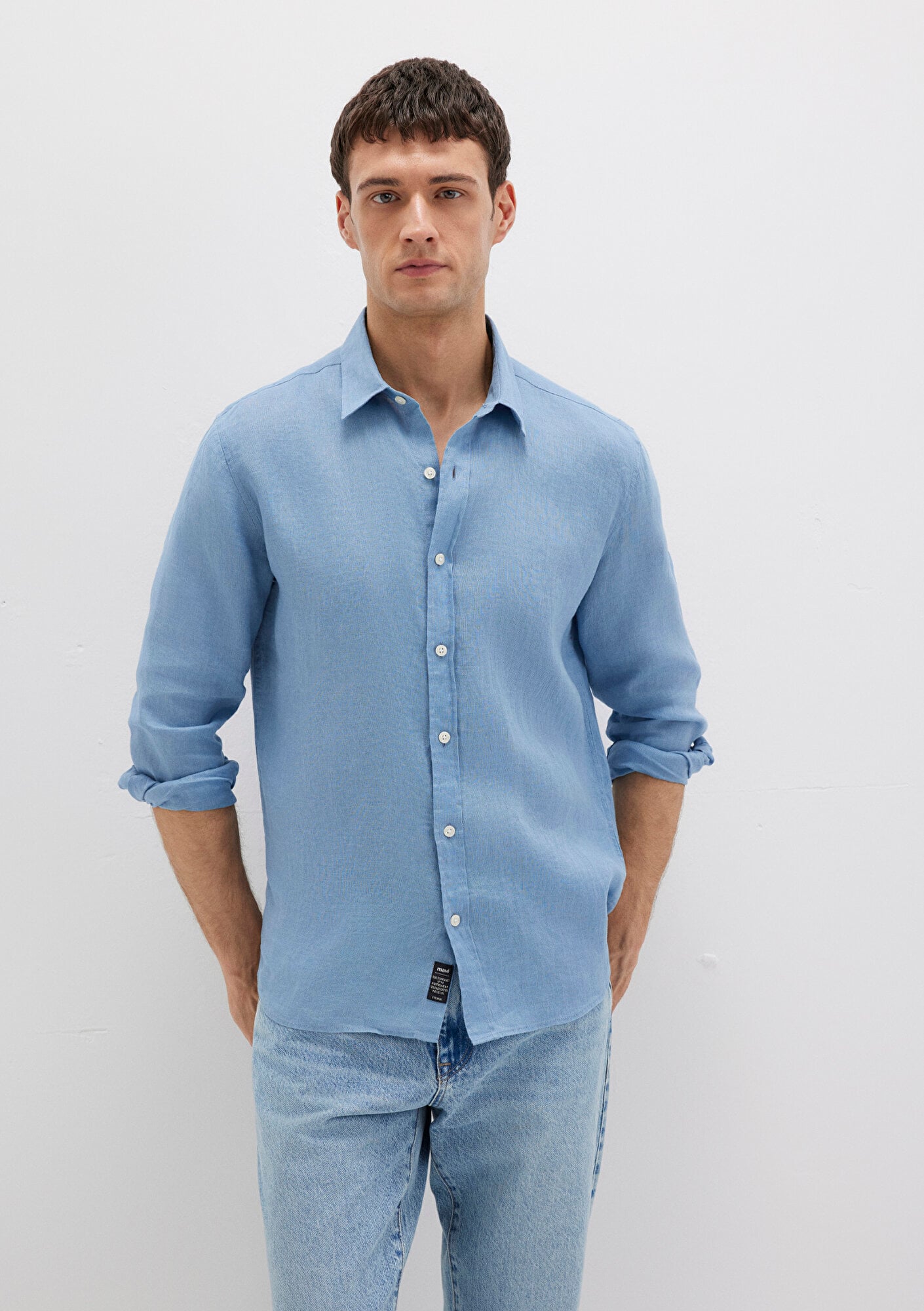  Mavi Mavi Keten Gömlek Slim Fit / Dar Kesim 0211466-70731