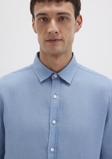  Mavi Mavi Keten Gömlek Slim Fit / Dar Kesim 0211466-70731