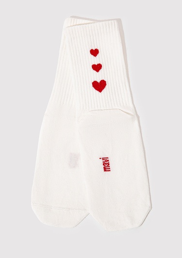  Mavi Kalp Detaylı Beyaz Soket Çorap 1913263-620