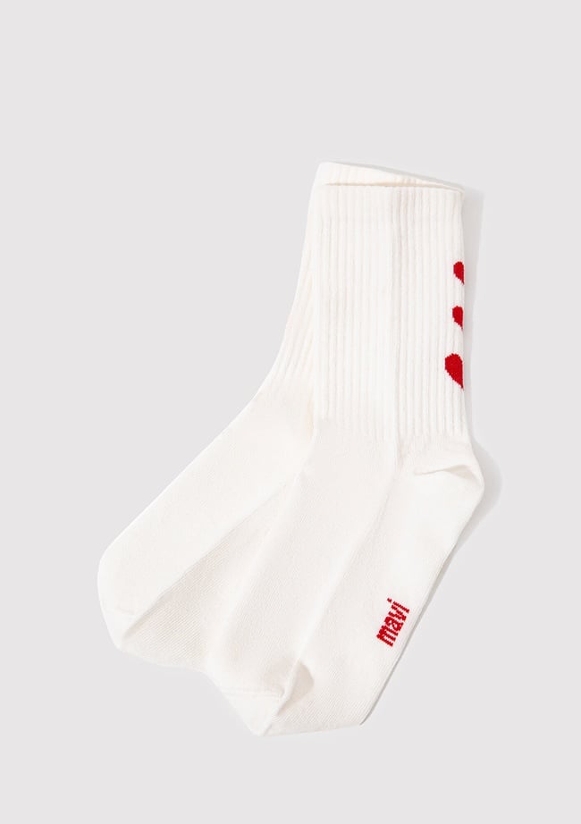  Mavi Kalp Detaylı Beyaz Soket Çorap 1913263-620