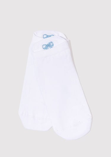  Mavi Kurdele Nakışlı Beyaz Patik Çorap 1913164-620