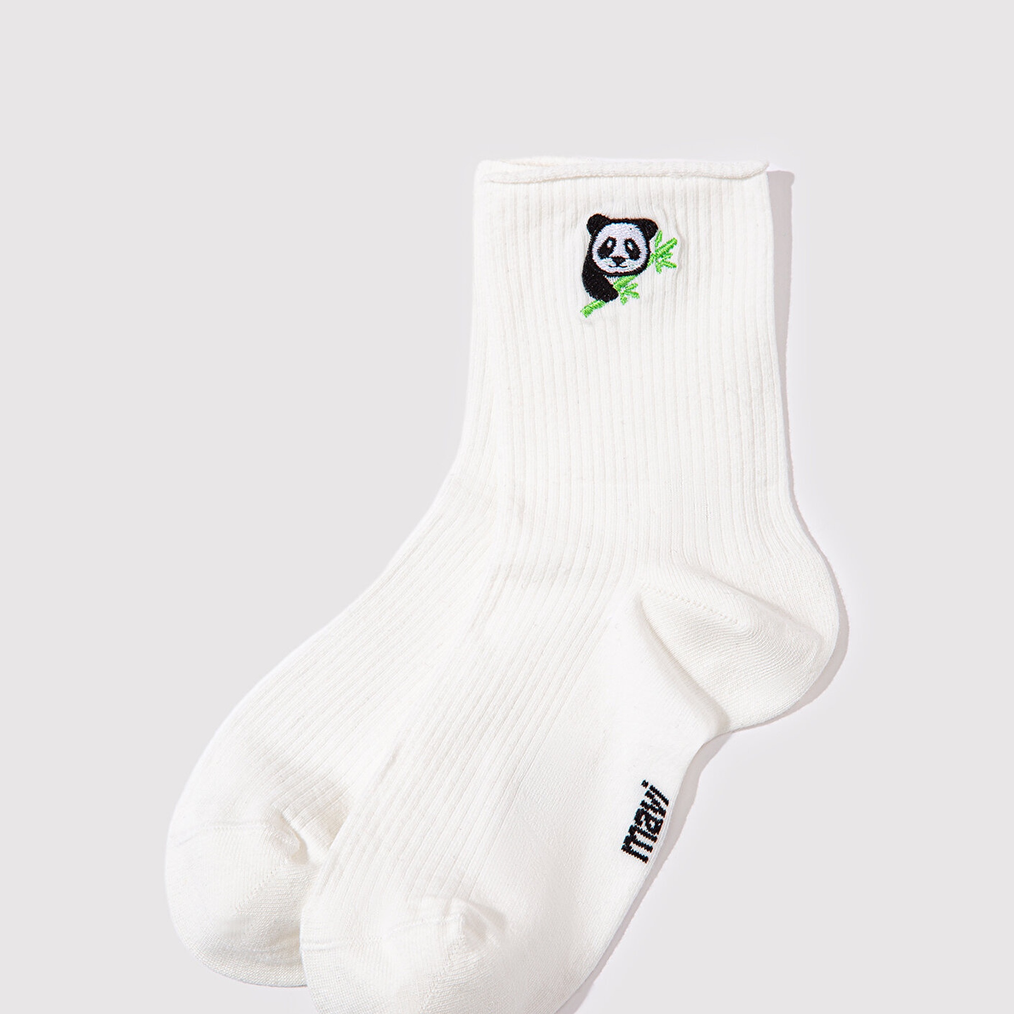 Mavi Panda İşlemeli Ekru Soket Çorap 1913248-70048