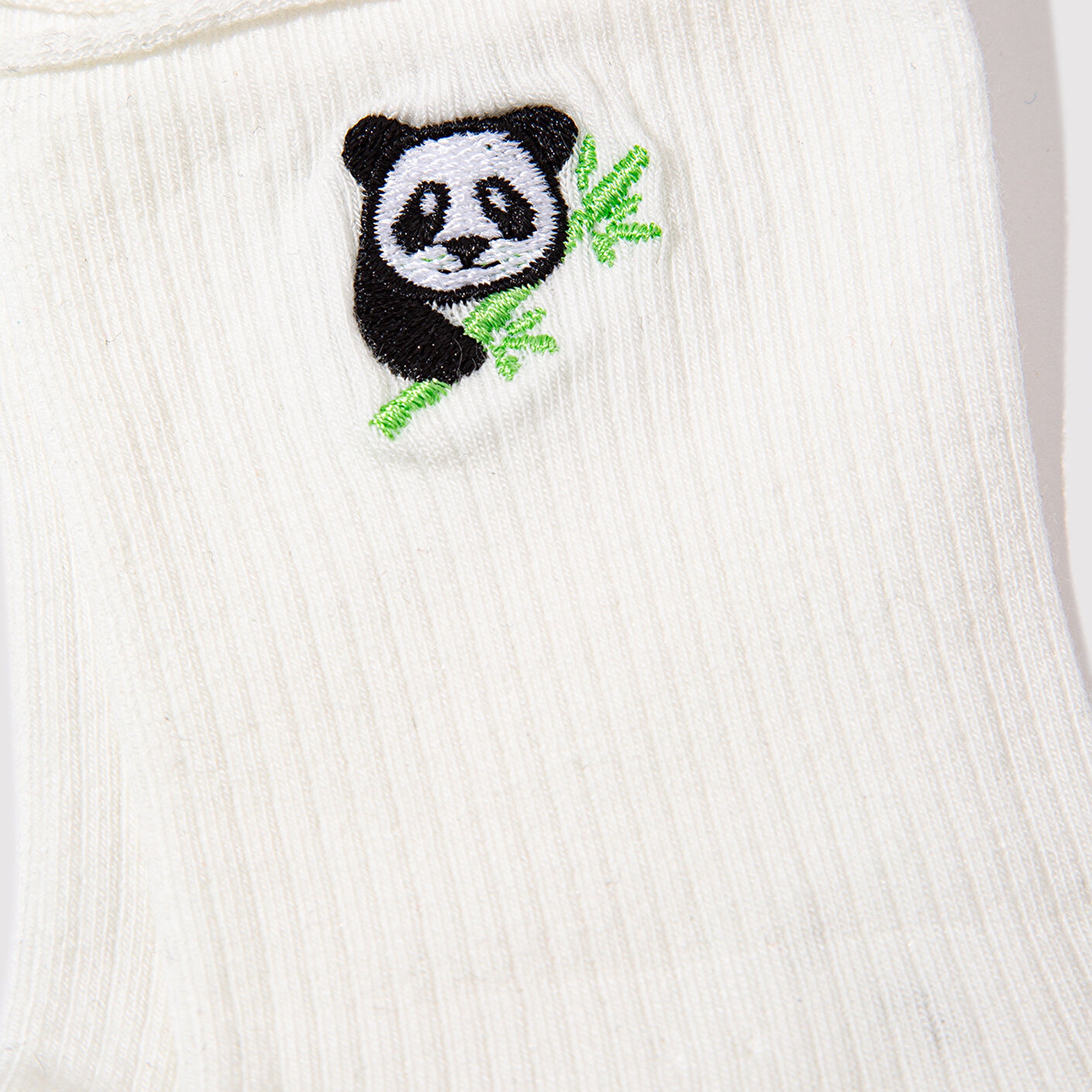 Mavi Panda İşlemeli Ekru Soket Çorap 1913248-70048