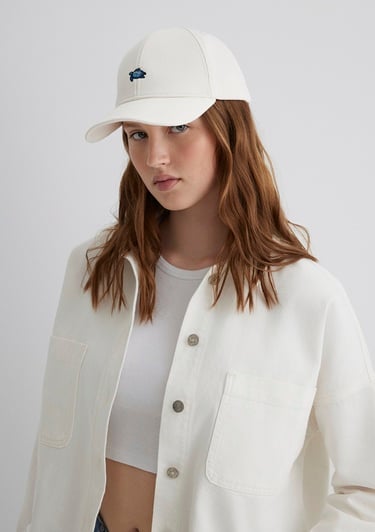  Mavi Kaplumbağa Nakışlı Ekru Şapka 1913011-28458