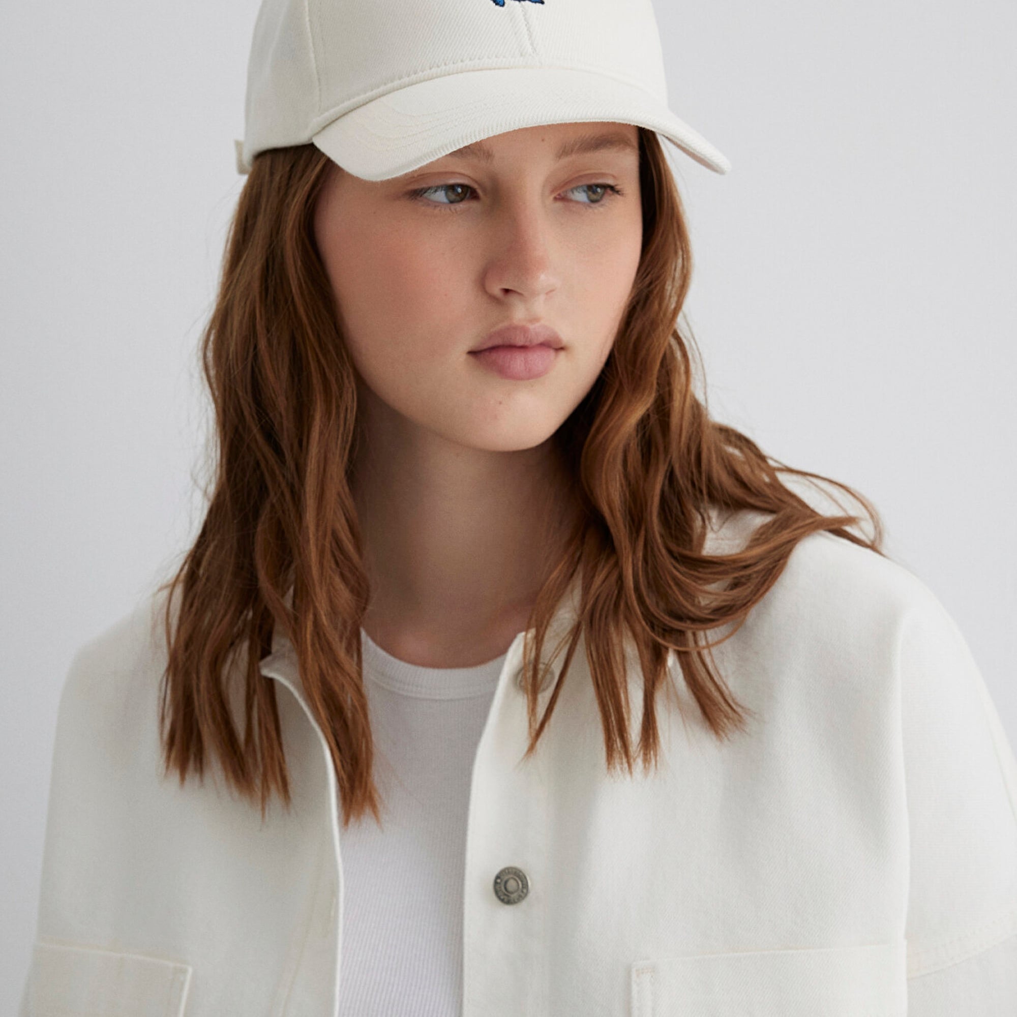 Mavi Kaplumbağa Nakışlı Ekru Şapka 1913011-28458