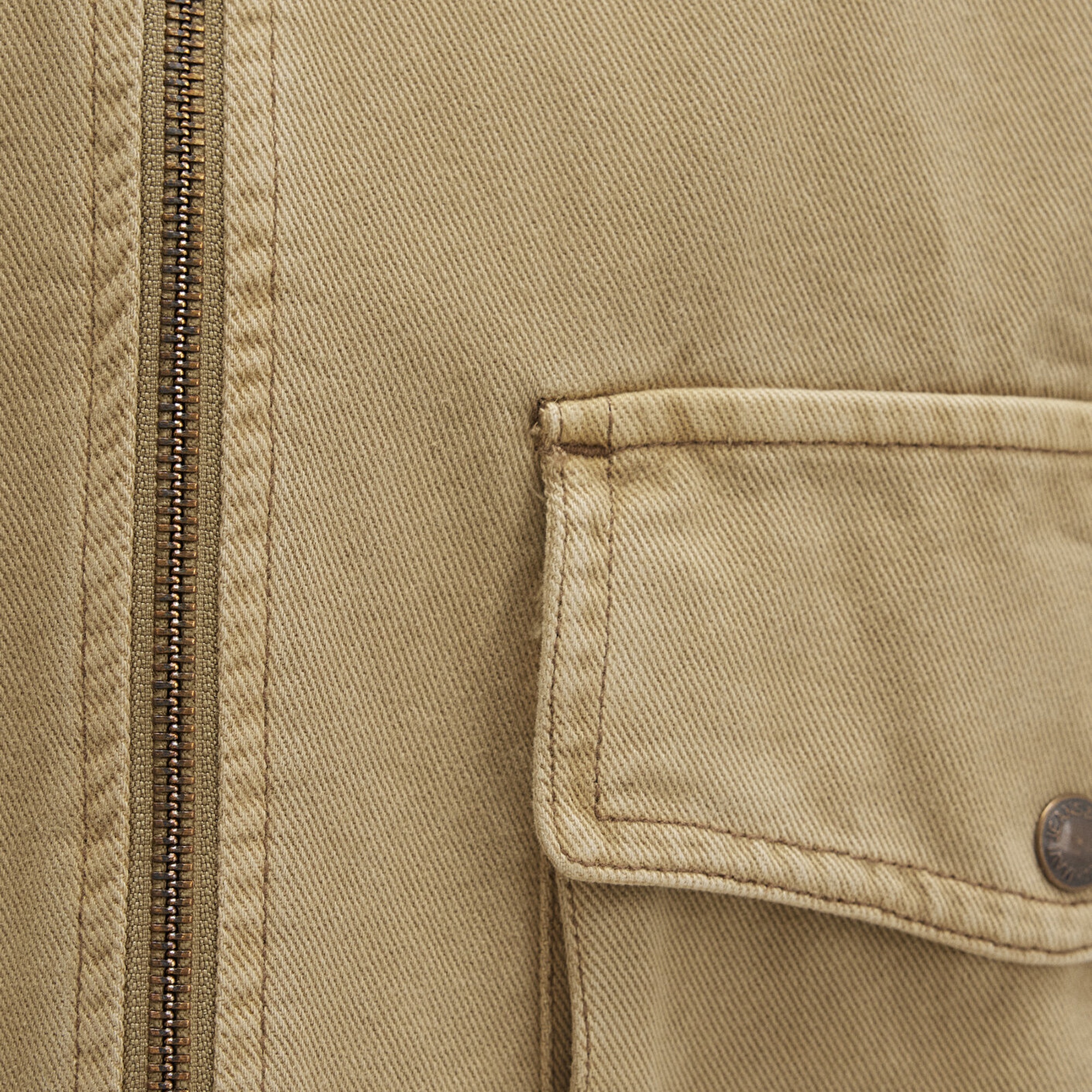 Mavi Cep Detaylı Bej Ceket Oversize / Geniş Kesim 1110605-70204