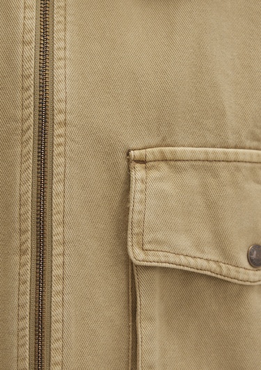  Mavi Cep Detaylı Bej Ceket Oversize / Geniş Kesim 1110605-70204