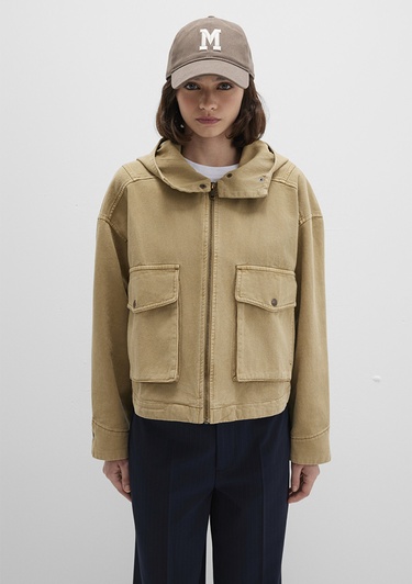  Mavi Cep Detaylı Bej Ceket Oversize / Geniş Kesim 1110605-70204