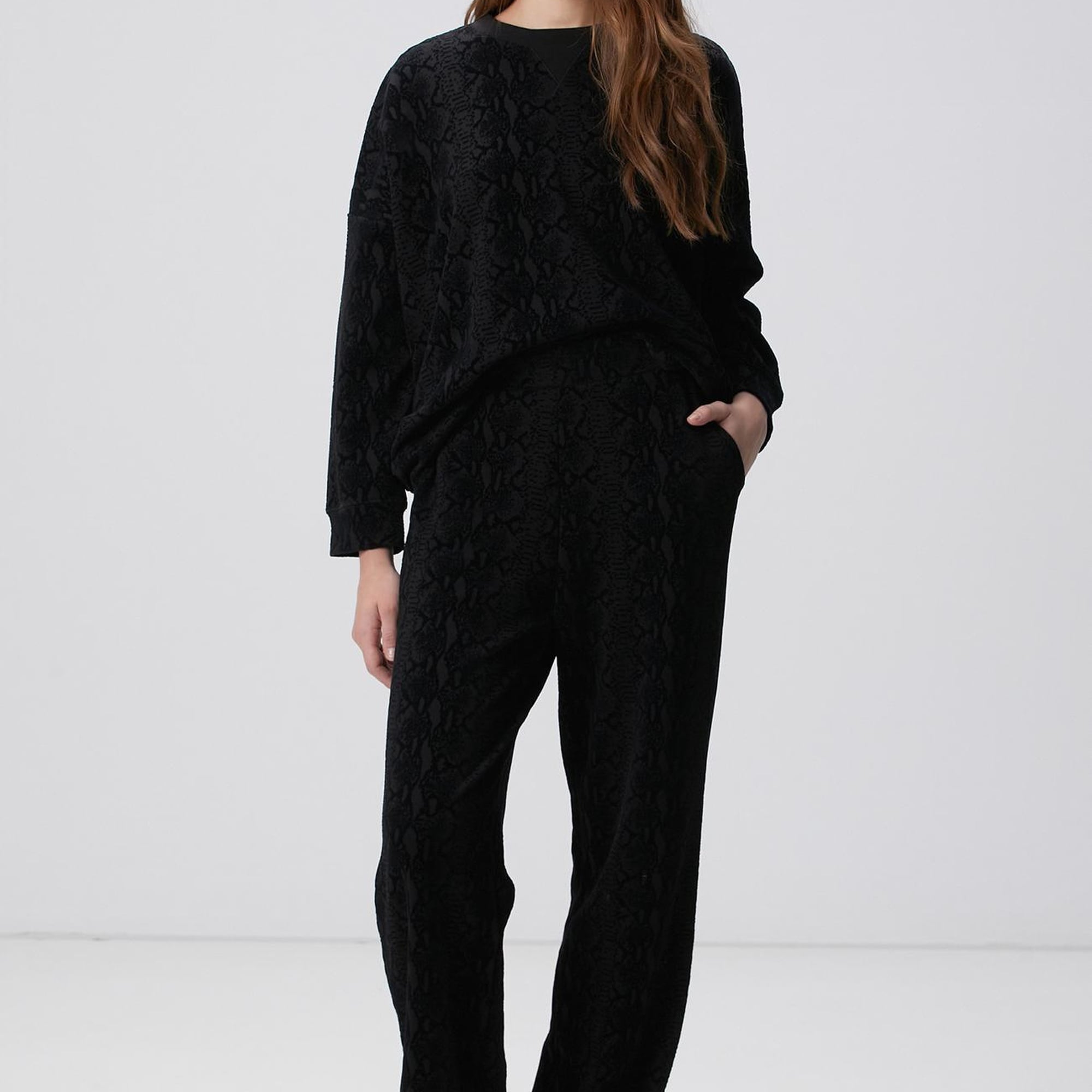 Network Kadın Siyah Baskılı Eşofman