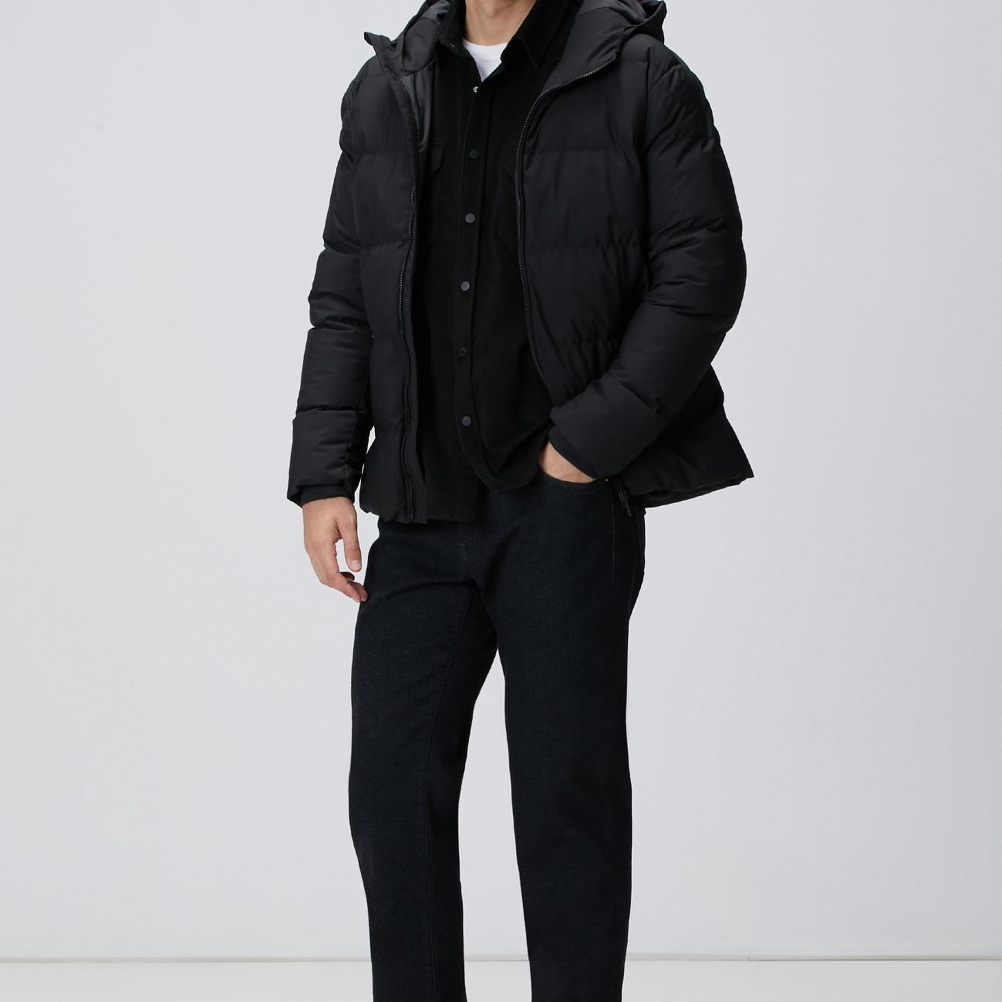 Network Erkek Siyah Çift Cepli Fitilli Kadife Gömlek