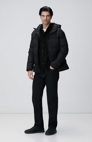  Network Erkek Siyah Çift Cepli Fitilli Kadife Gömlek