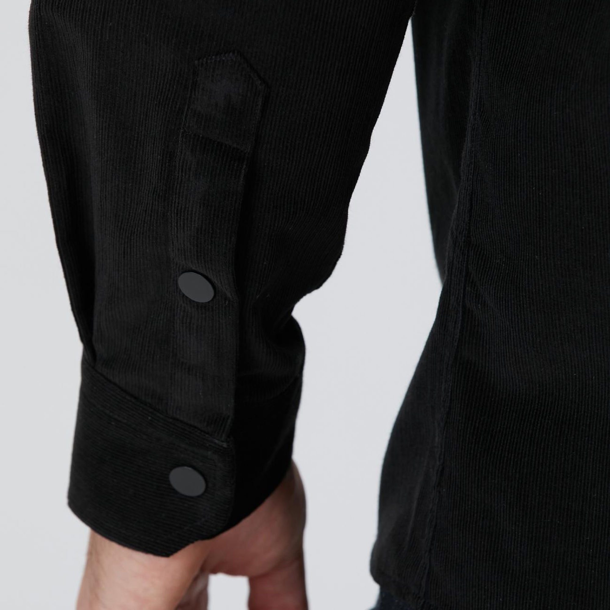 Network Erkek Siyah Çift Cepli Fitilli Kadife Gömlek