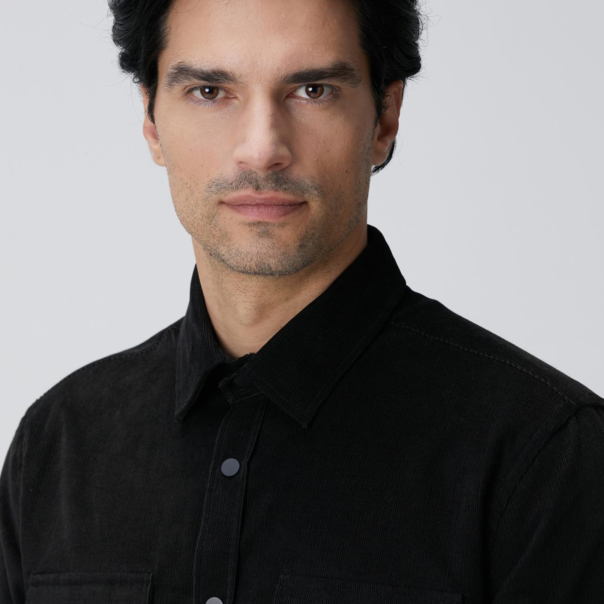 Network Erkek Siyah Çift Cepli Fitilli Kadife Gömlek