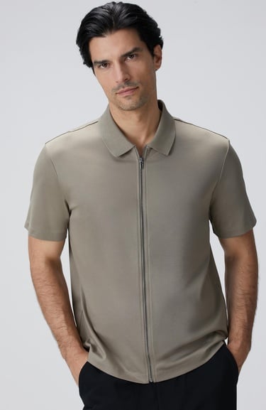  Network Erkek Haki N-Tech Fermuarlı Örme Gömlek