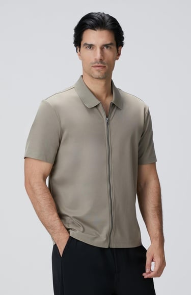  Network Erkek Haki N-Tech Fermuarlı Örme Gömlek