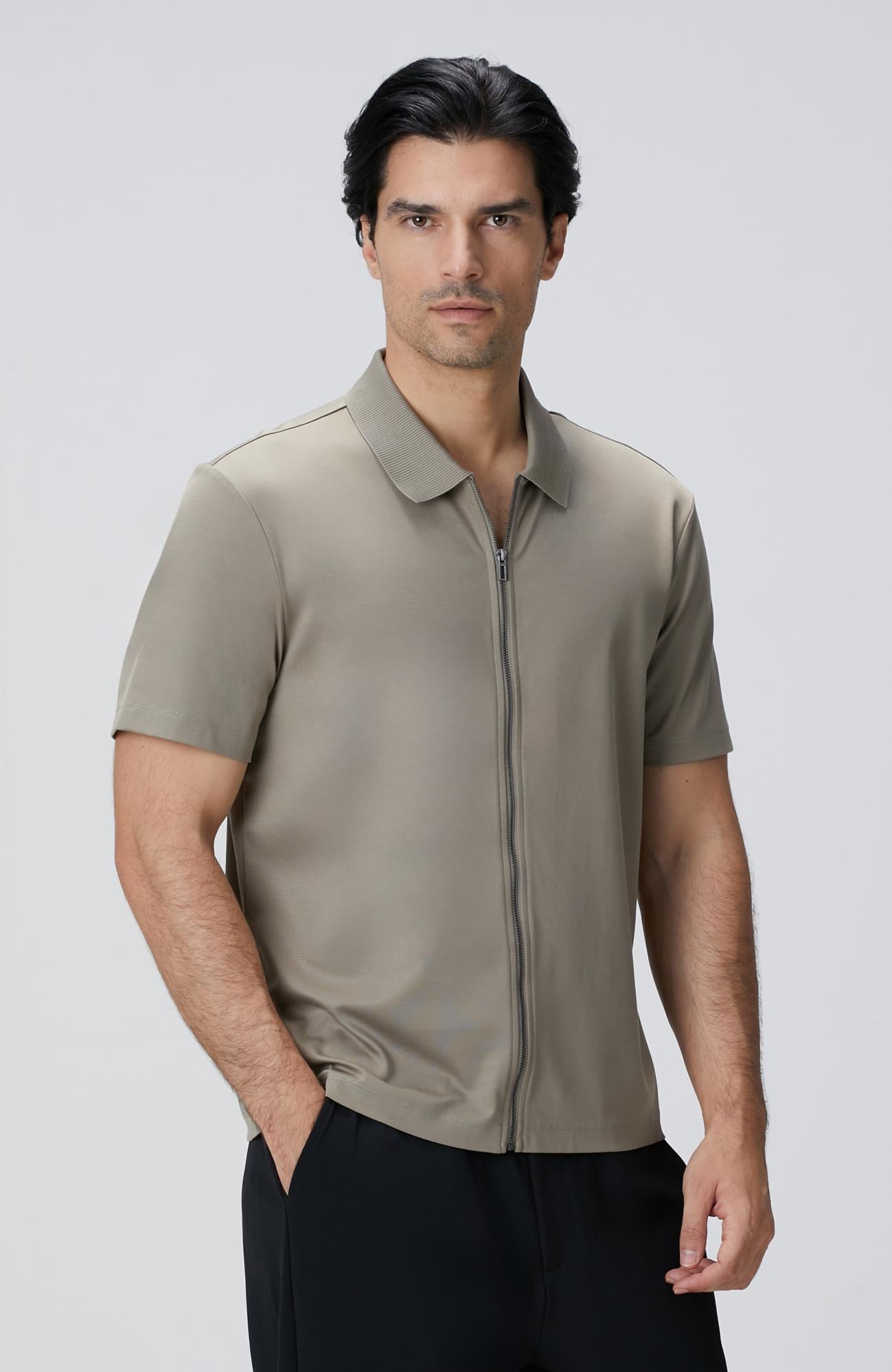  Network Erkek Haki N-Tech Fermuarlı Örme Gömlek