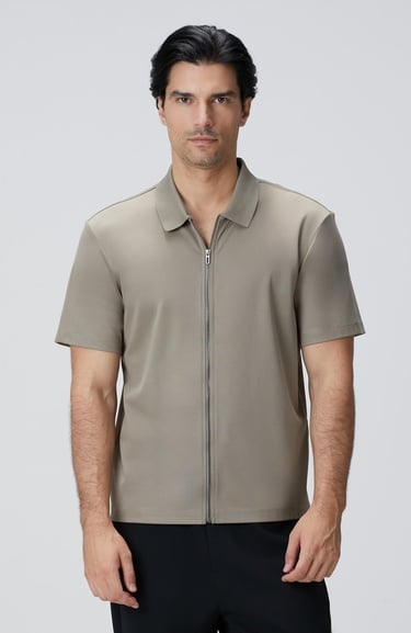  Network Erkek Haki N-Tech Fermuarlı Örme Gömlek