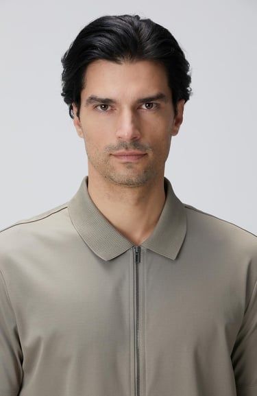  Network Erkek Haki N-Tech Fermuarlı Örme Gömlek