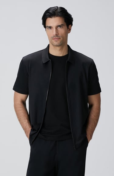  Network Erkek Siyah N-Tech Fermuarlı Örme Gömlek