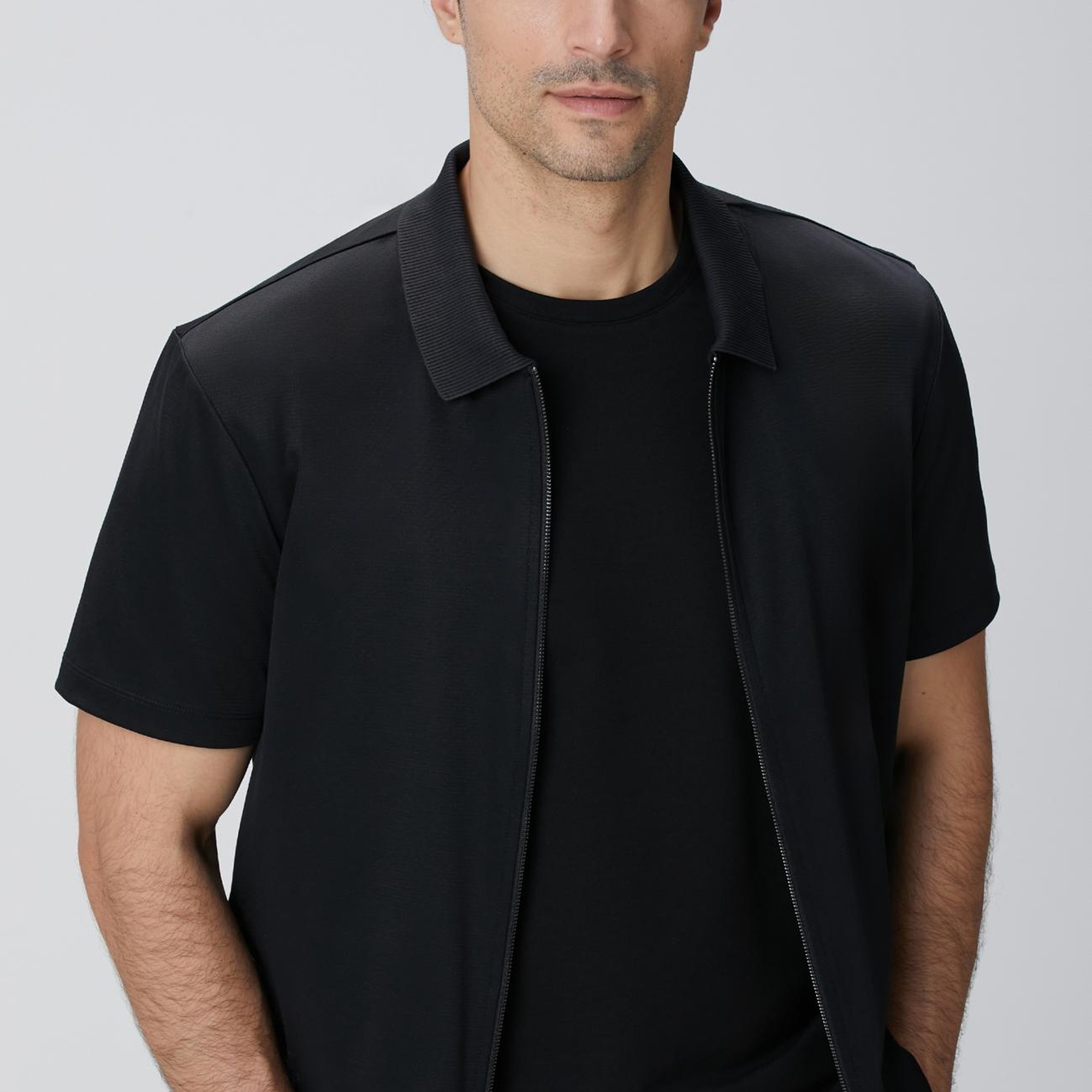 Network Erkek N-Tech Siyah Fermuarlı Örme Gömlek