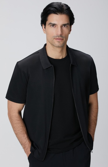  Network Erkek N-Tech Siyah Fermuarlı Örme Gömlek