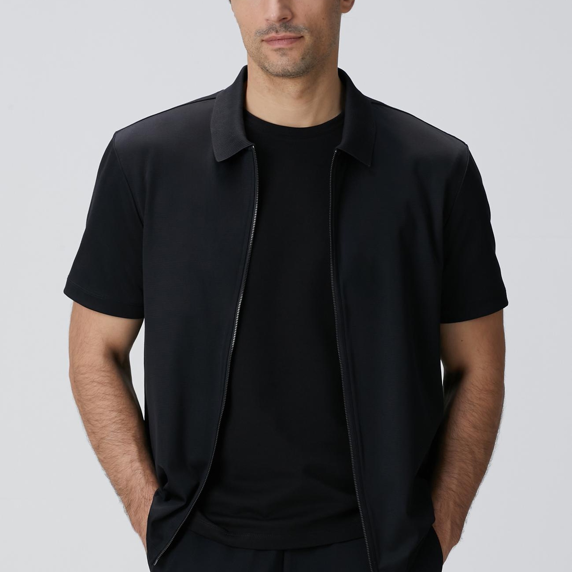 Network Erkek N-Tech Siyah Fermuarlı Örme Gömlek