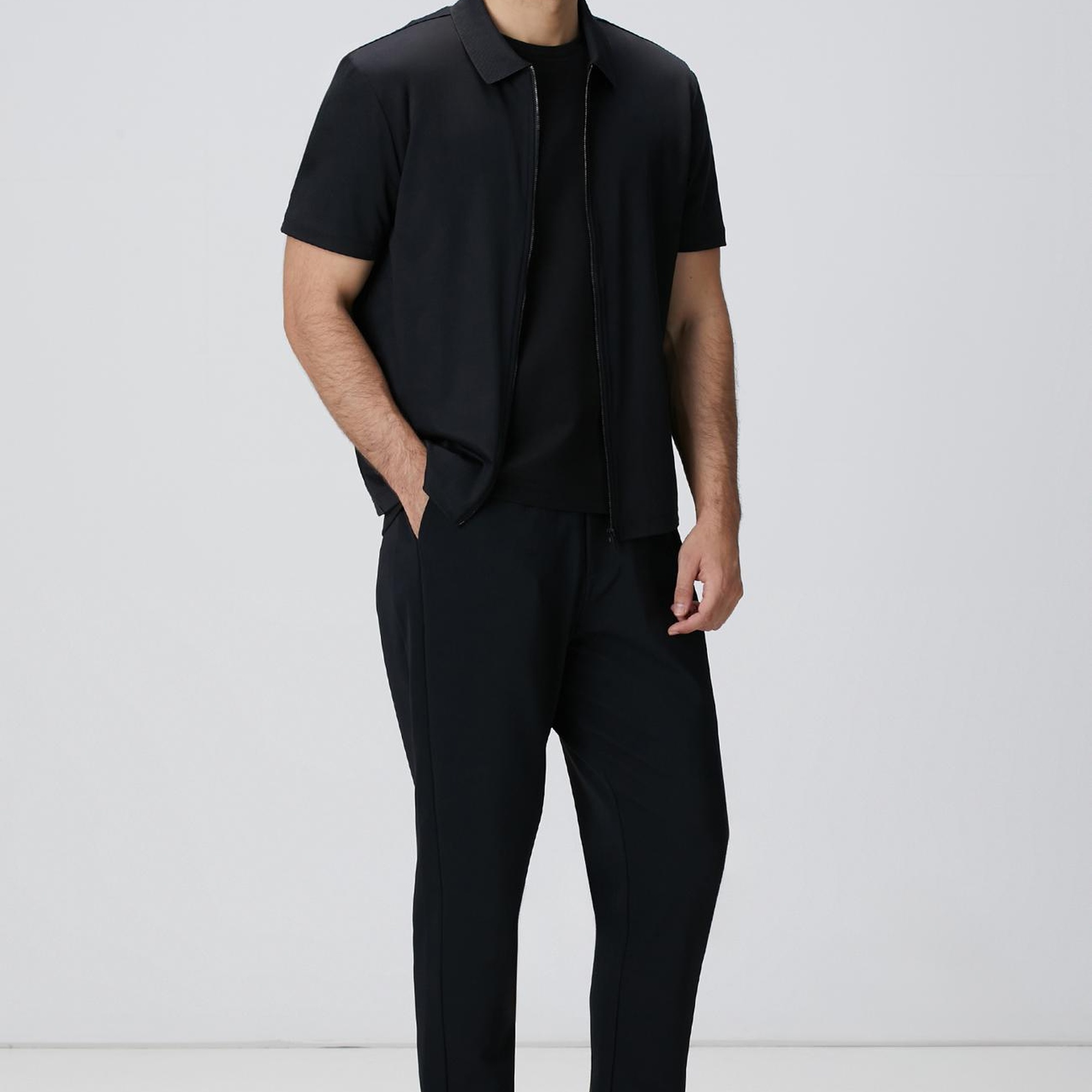 Network Erkek N-Tech Siyah Fermuarlı Örme Gömlek