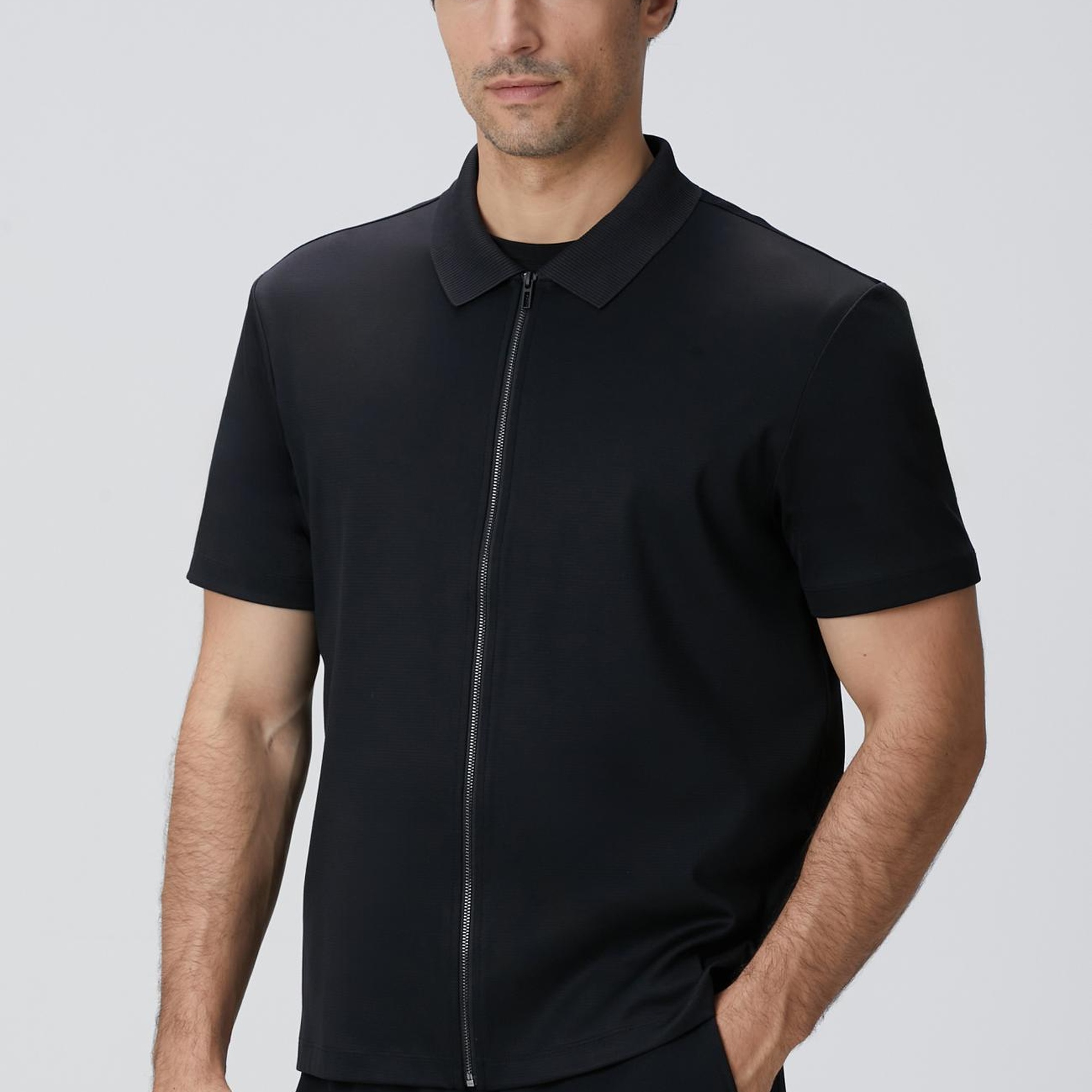 Network Erkek N-Tech Siyah Fermuarlı Örme Gömlek