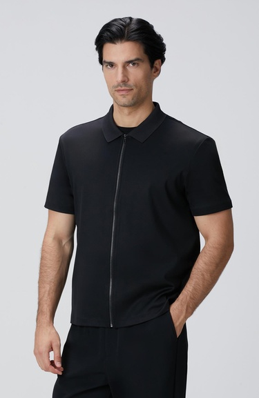  Network Erkek N-Tech Siyah Fermuarlı Örme Gömlek