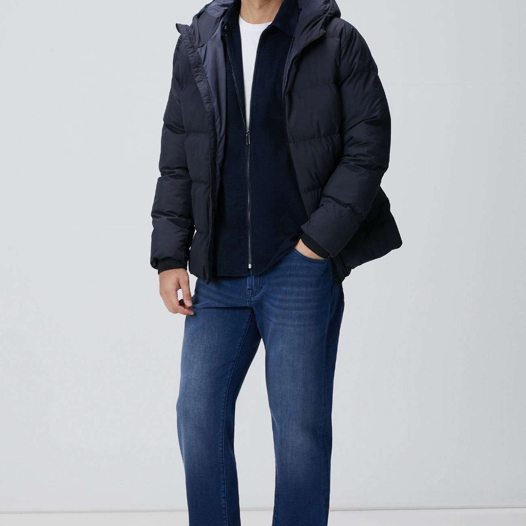 Network Erkek Lacivert Kapüşonlu Puffer Mont