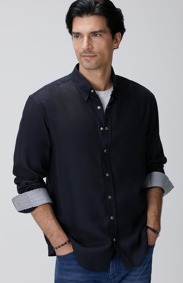  Network Erkek Koyu Lacivert Çıtçıtlı Gömlek