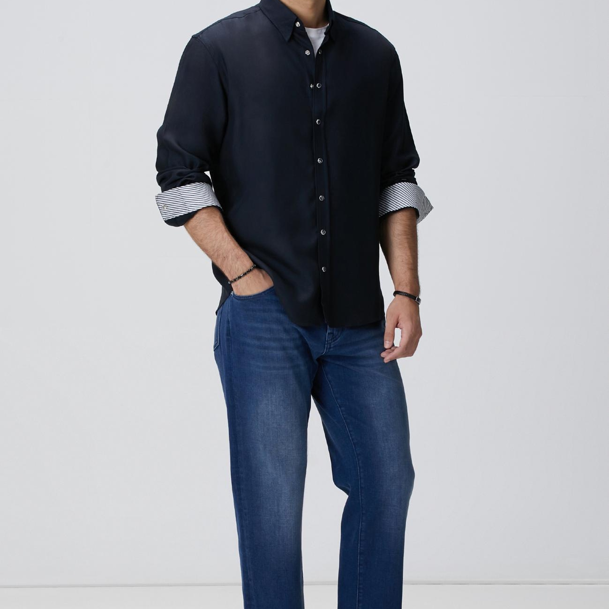 Network Erkek Koyu Lacivert Çıtçıtlı Gömlek