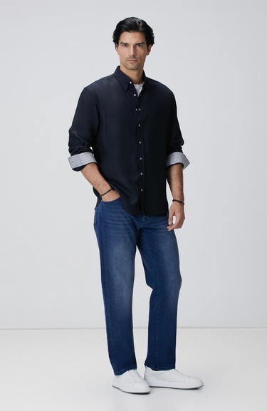  Network Erkek Koyu Lacivert Çıtçıtlı Gömlek