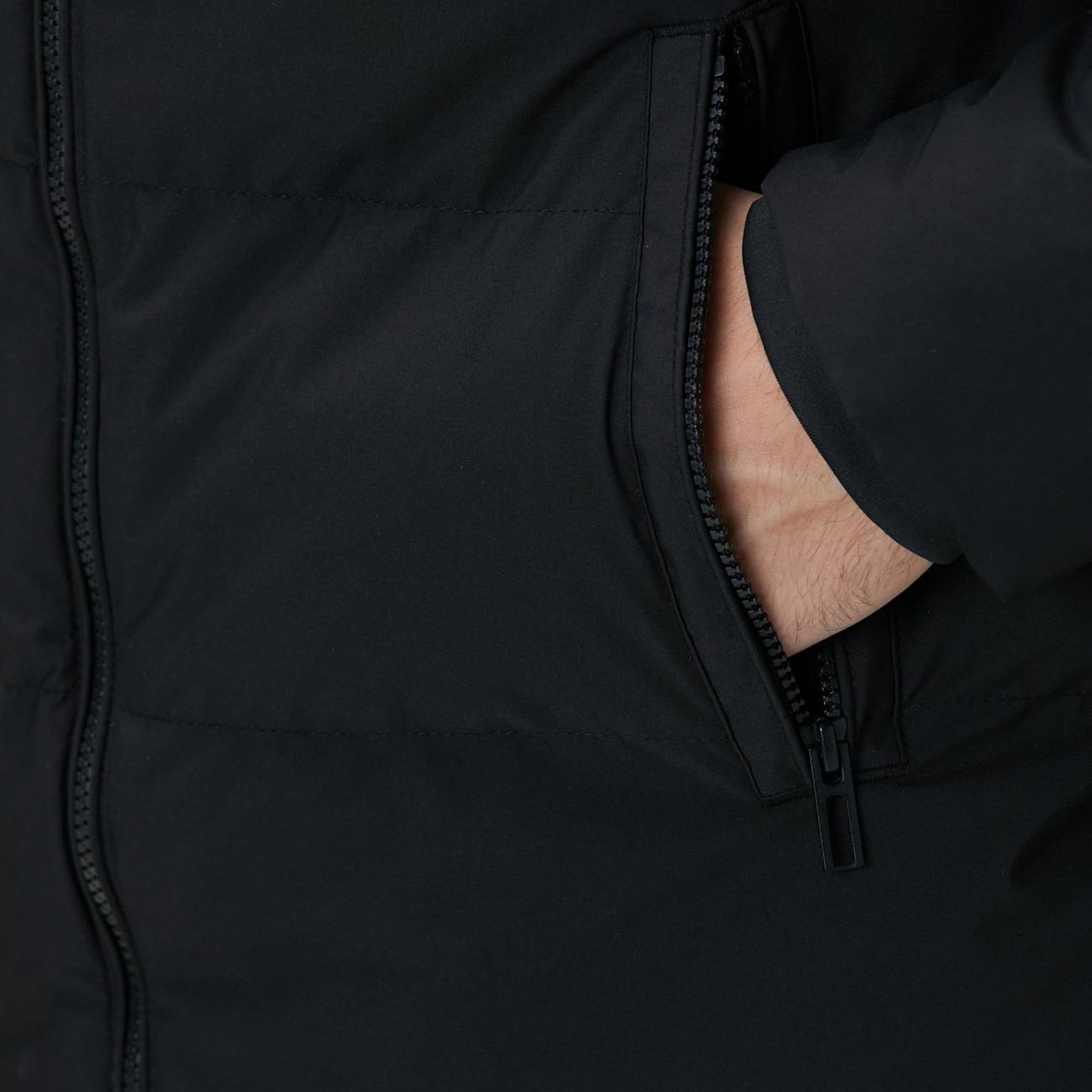 Network Erkek Siyah Kapüşonlu Puffer Mont