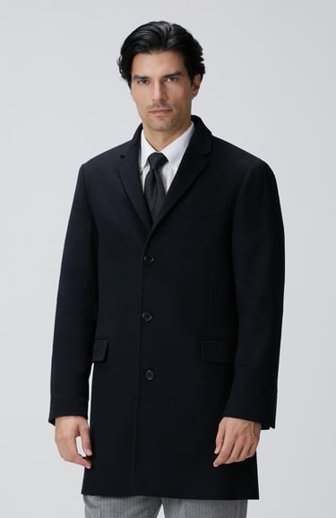  Network Erkek Limited Siyah Kaşmir Palto