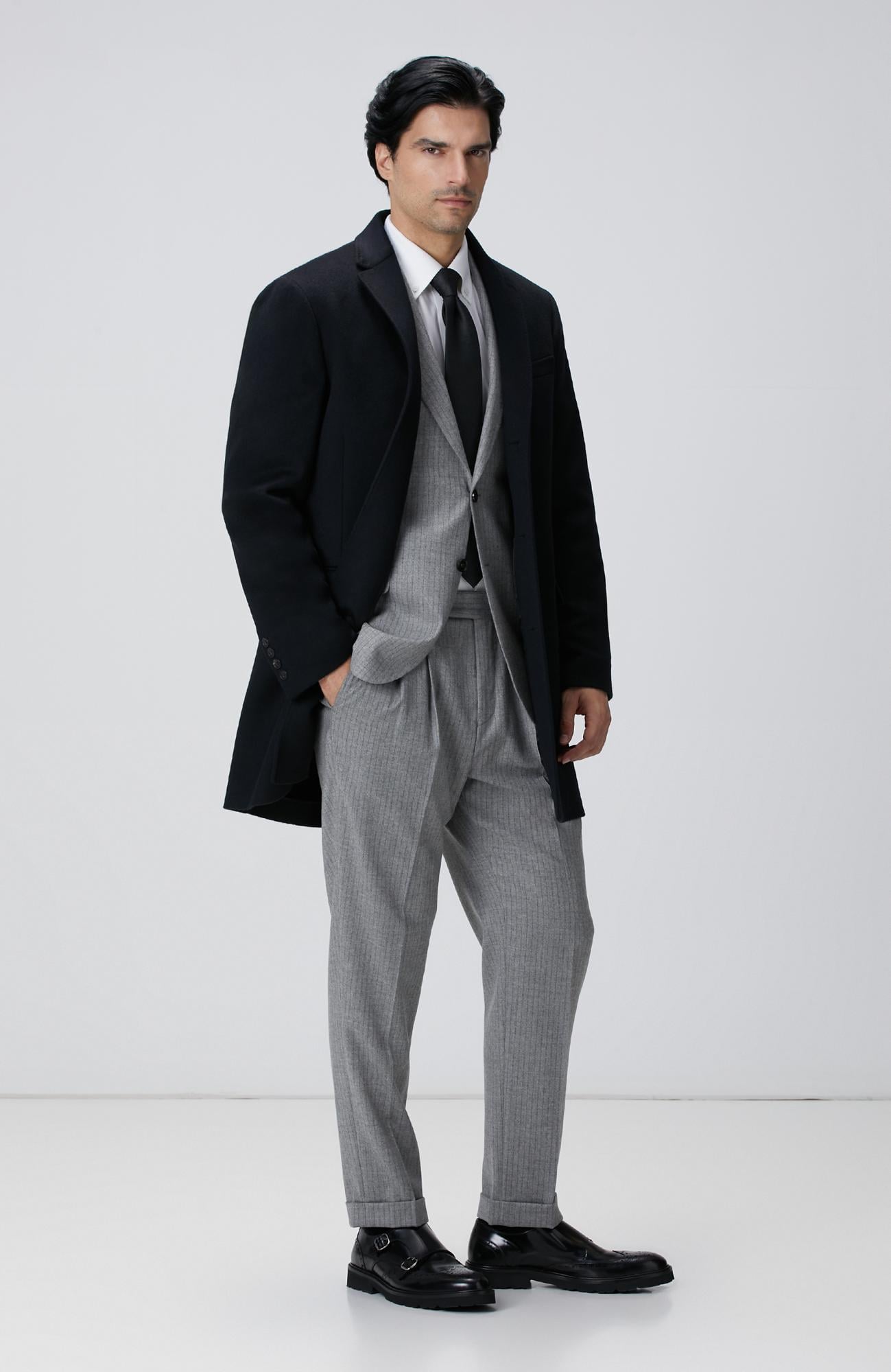  Network Erkek Limited Siyah Kaşmir Palto