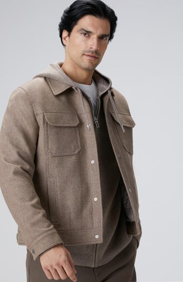  Network Erkek Bej Yün Karışımlı Mont