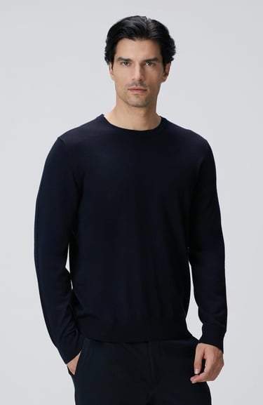  Network Erkek Lacivert Yün Karışımlı Triko Kazak