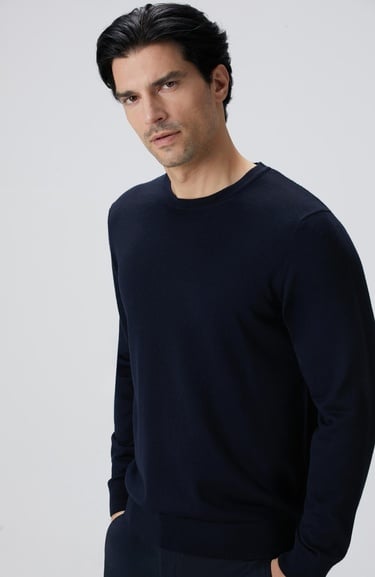  Network Erkek Lacivert Yün Karışımlı Triko Kazak