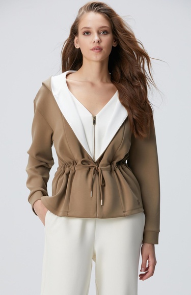  Network Kadın Haki Model Karışımlı Örme Ceket