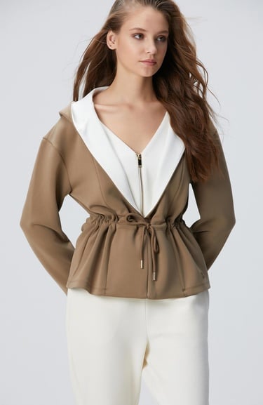  Network Kadın Haki Model Karışımlı Örme Ceket