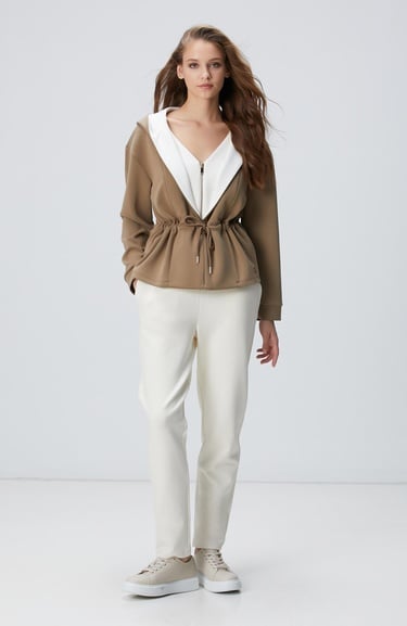  Network Kadın Haki Model Karışımlı Örme Ceket