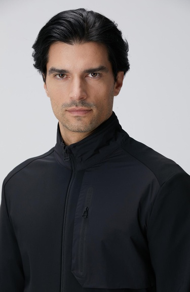  Network Erkek Siyah N-Tech Göğüste Cep Detaylı Mont