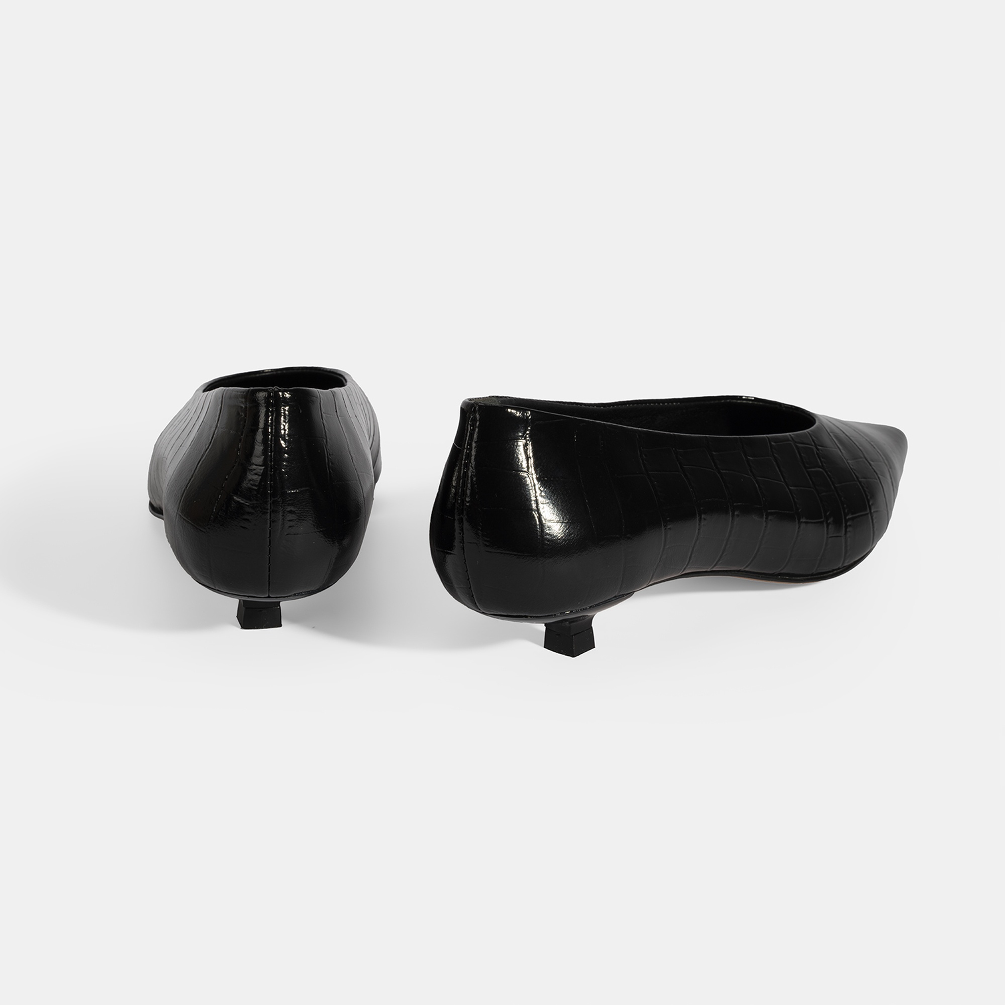 Kadın Siyah Kroko Baskılı Topuklu Ayakkabı