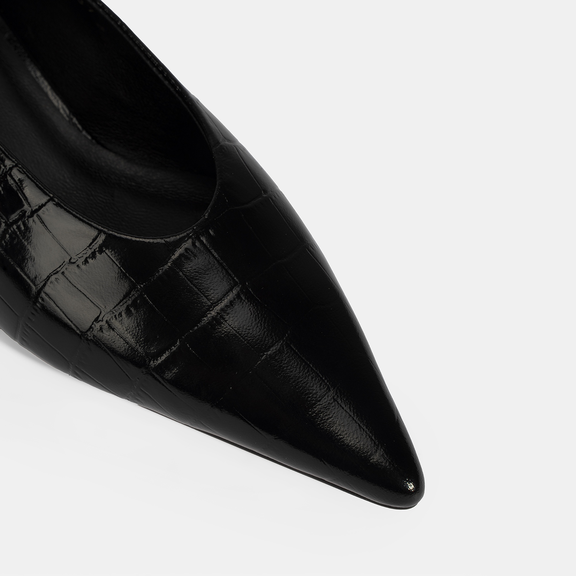 Kadın Siyah Kroko Baskılı Topuklu Ayakkabı