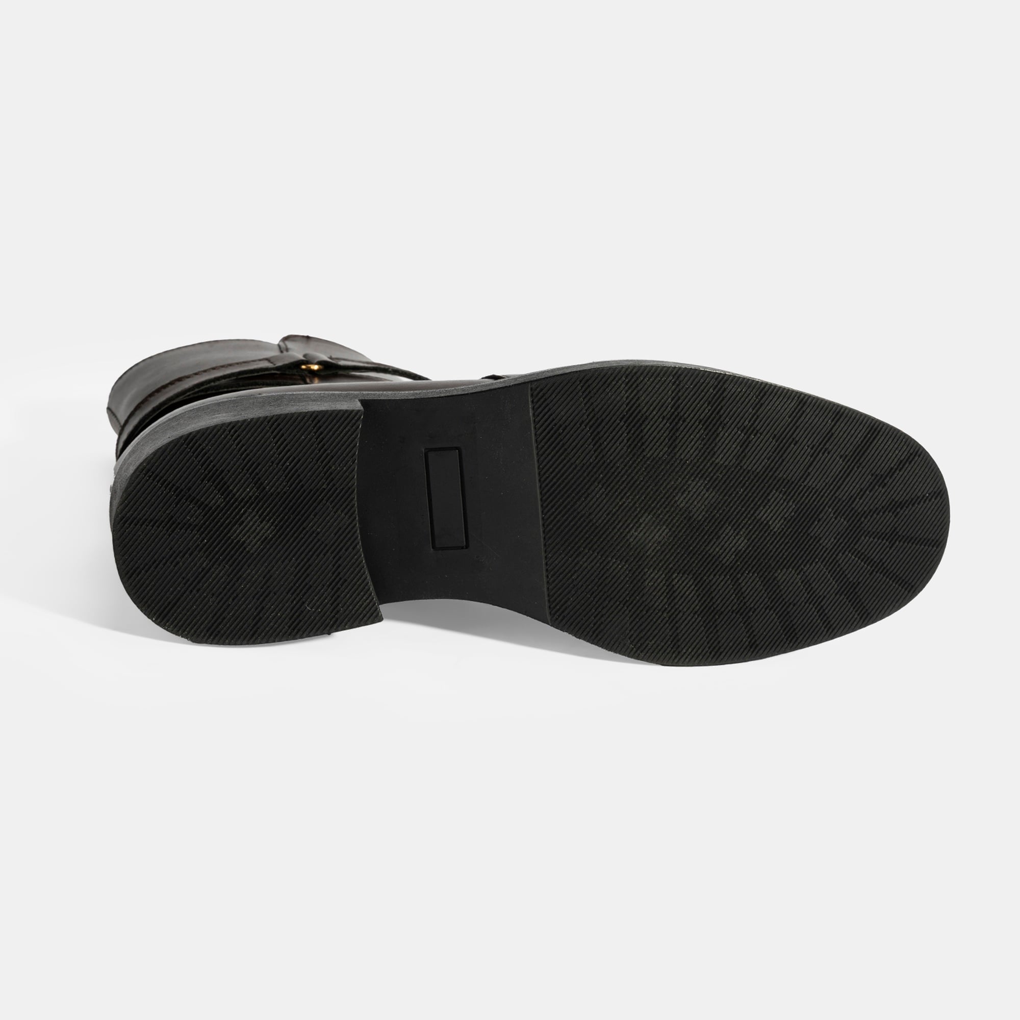 Kadın Kahve Metal Toka Detaylı Fermuarlı Deri Bot