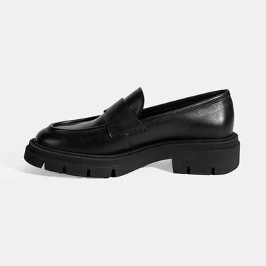  Kadın Siyah Deri Loafer