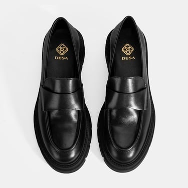  Kadın Siyah Deri Loafer